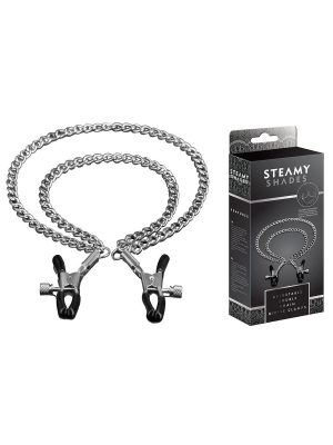 Steamy Shades Adjustable Nipple Clamps Double Chain — Fetish & Kink